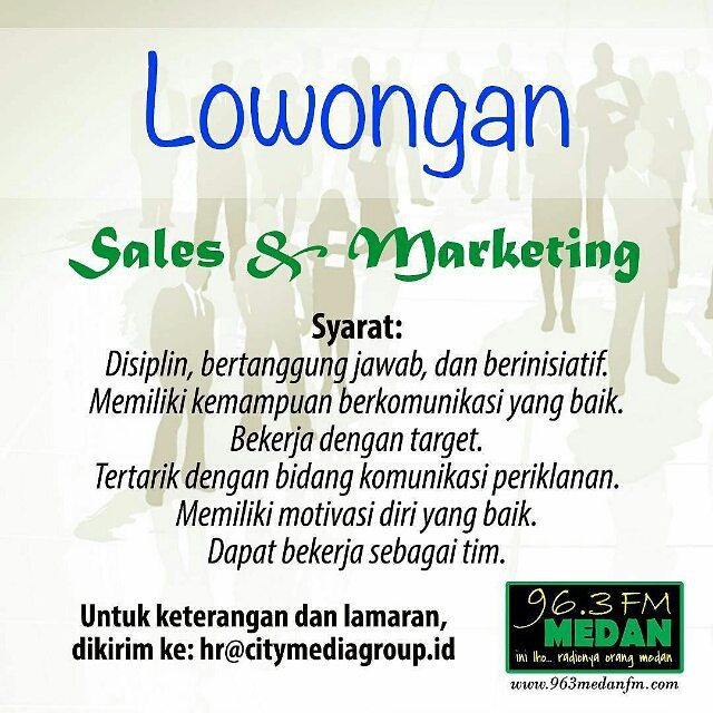 Lowongan kerja di CITY MEDIA GROUP
Sales & Marketing